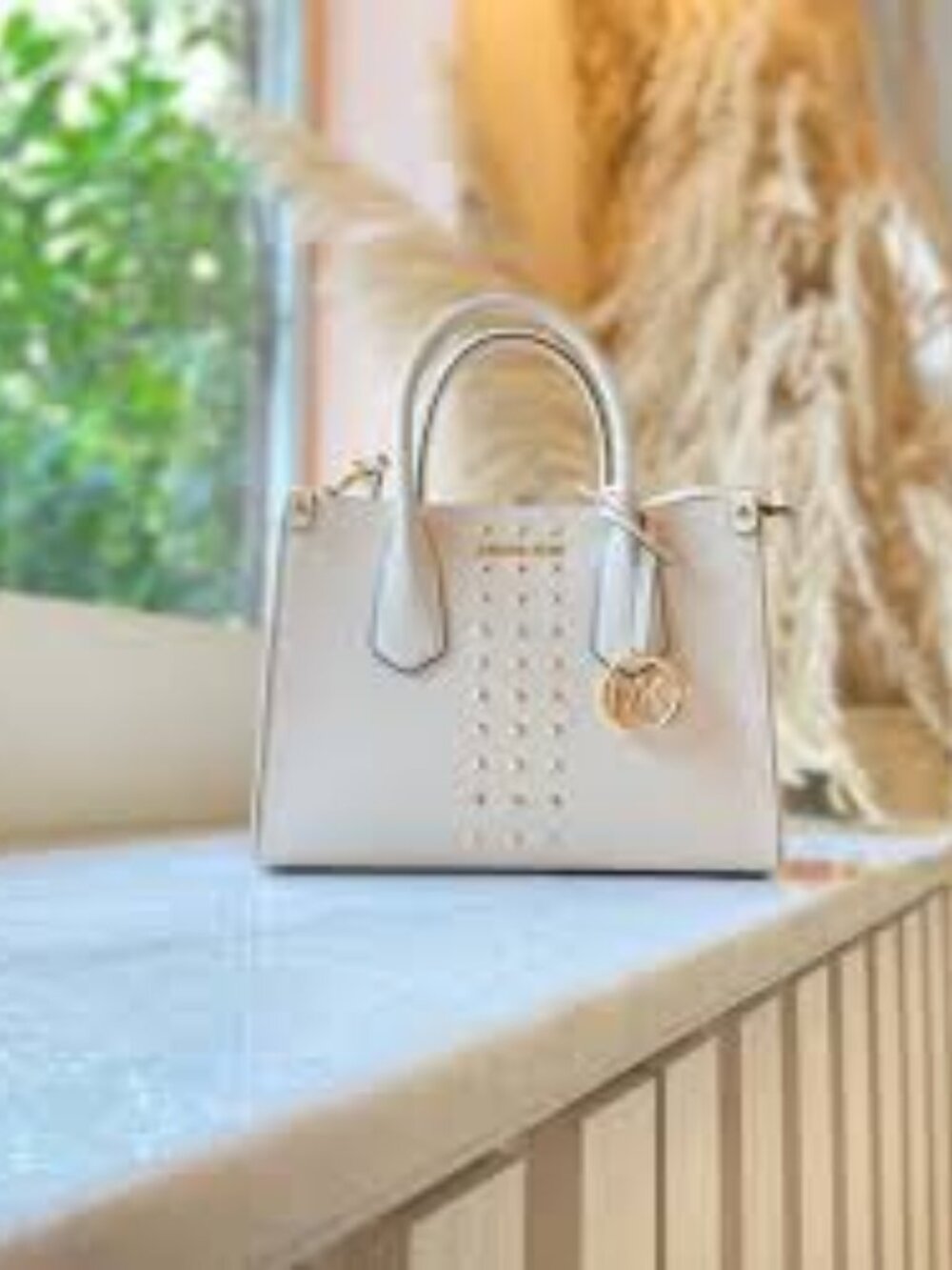 NWT MICHAEL KORS Maple CREAM Leather Satchel CROSSBODY BAG